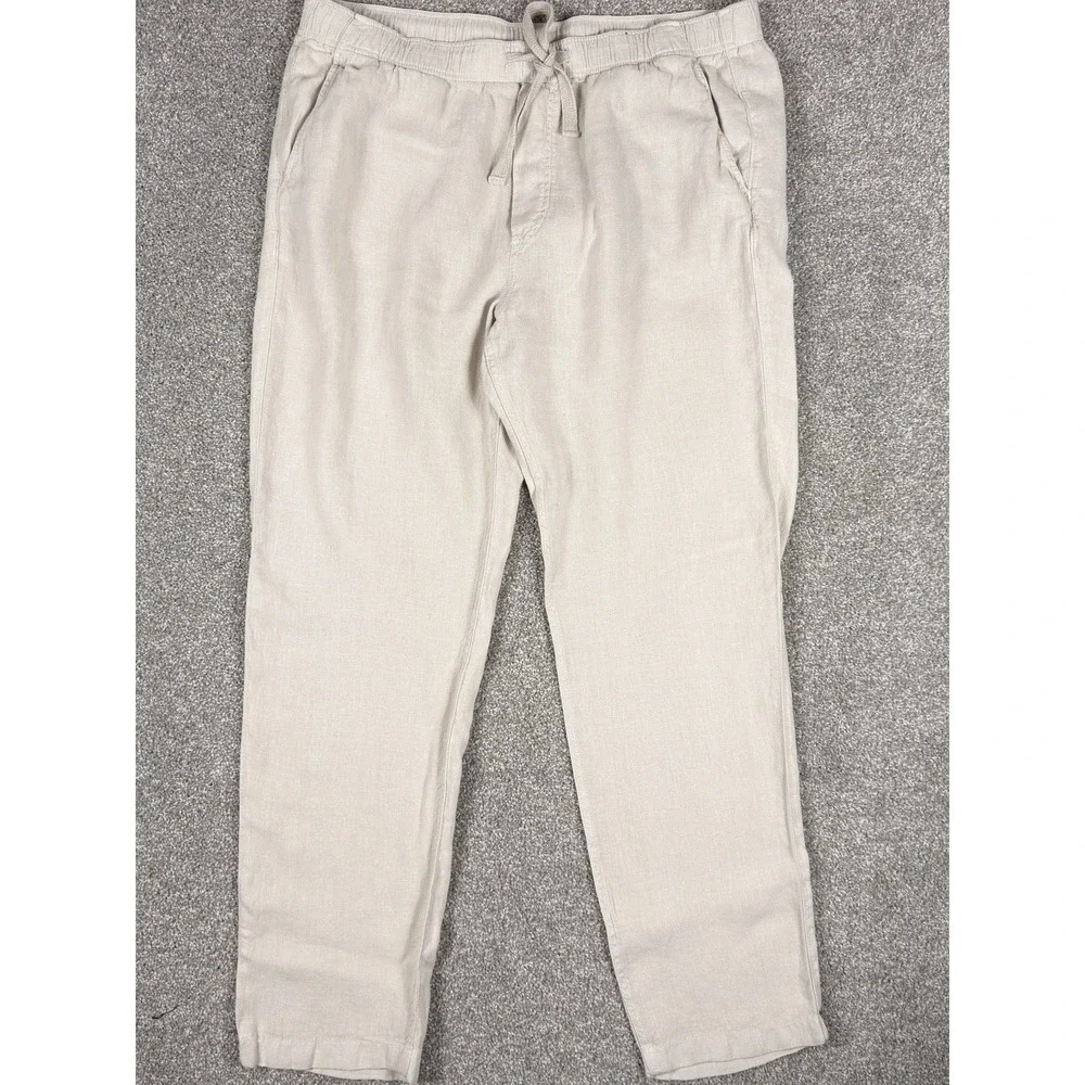 Faherty Linen Pants Men XXL White Drawstring Beach Coastal Resort Casual